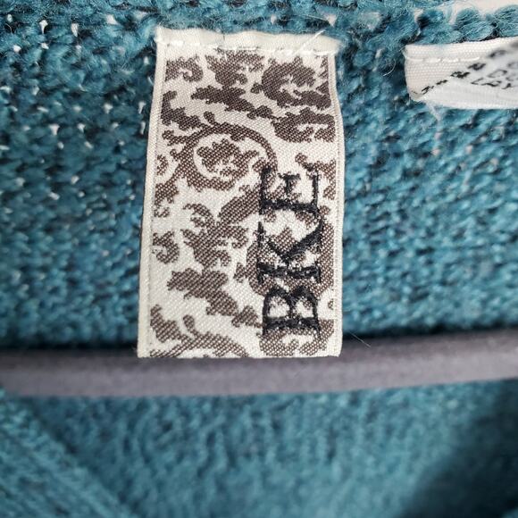BKE Buckle Teal Cable Knit Sweater Sz M Square V Neck Pullover Casual Cozy Warm - Picture 4 of 9
